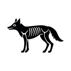 Minimalist wolf skeleton silhouettes flat design illustration
