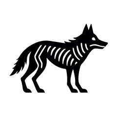 Minimalist wolf skeleton silhouettes flat design illustration