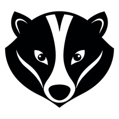 Flat minimalist badger head mascot icon design
