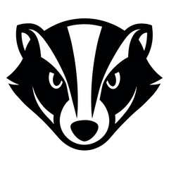Flat minimalist badger head mascot icon design