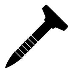 Minimal black screw and nail vector illustration on transparent background