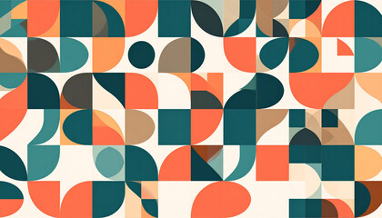 Mid-Century Abstract Vector Pattern with Retro Shapes and Geometric Design