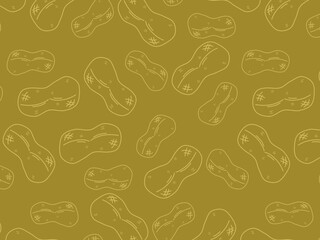 A seamless vector-style pattern featuring hand-drawn peanuts in shells, illustrated with simple brown line art on a brown background. This fun and organic design is ideal for food packaging