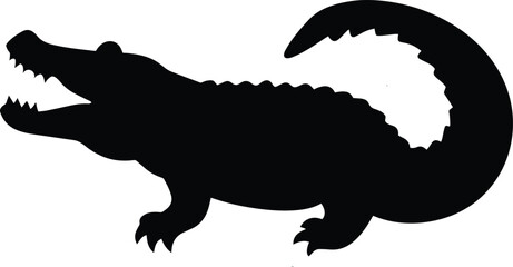 Shadowed Alligator: A stark silhouette of an alligator in profile, teeth bared, its rugged outline against a pristine background. Embodying primal power and striking visual contrast.