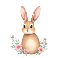 Obraz premium Whimsical Bunny with Floral Accents
