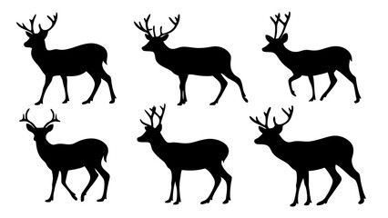 set of deer silhouette design vector art illustration