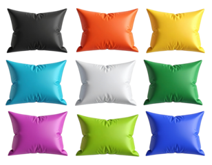 Colorful square cushions in various shades