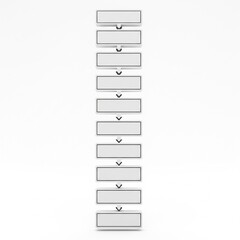 A blank mock business flow chart isolated on white.