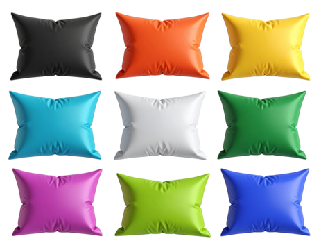 Colorful square cushions in various shades