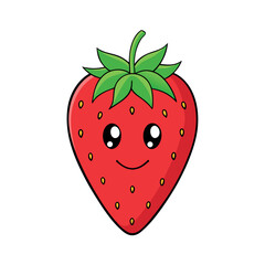 Obraz premium Isolated vector illustration of a single strawberry on white background