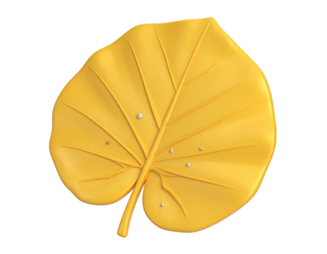 A vibrant yellow leaf, 3D rendered, with small white dots - Powered by Adobe