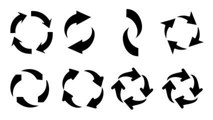 Set of black silhouette arrows