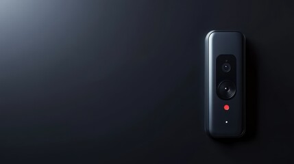 A sleek, modern smart doorbell on a dark background. Minimalist design.