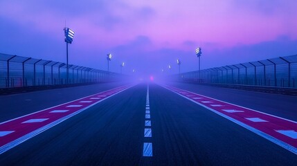 Empty race track at dawn