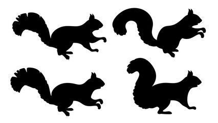 Group of running squirrel silhouette icon vector