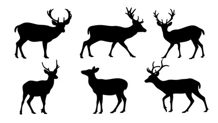 set of deer silhouette design vector art illustration