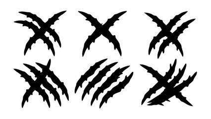 set of black claws scratches animals silhouette