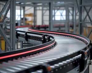 Automated Conveyor Belt System in a Modern Warehouse