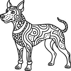 Obraz premium Ornate Dog Illustration Line Art Design