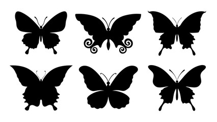 Fototapeta premium Set of butterfly silhouette design vector art illustration