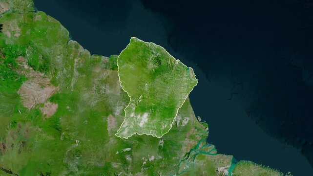 French Guiana map - extract. Border. Satellite  map
