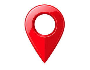 Classic Red Location Pin Icon, Transparent Background