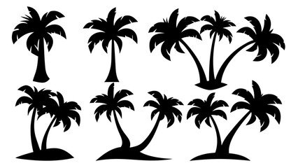 Obraz premium Set of plam tree silhouette