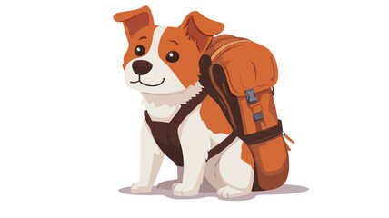 A digital illustration depicts a small, cartoonish dog, possibly a Jack Russell Terrier mix, seated against a white background. The dog is predominantly white with patches of light brown or tan.