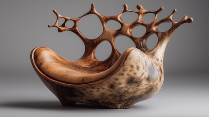 parametric surrealist wooden chair design
