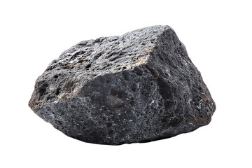 A Close-Up View of a Dark Gray Volcanic Rock Specimen Isolated on transparent background,  cutout