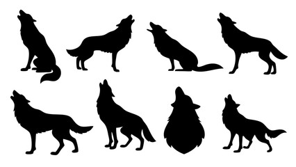 Set of wolf silhouette design big pack of illustration