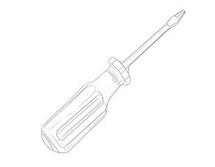 Fototapeta premium A detailed line drawing of a small, slender screwdriver