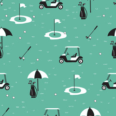 Green Course Glory Golfing Club Essentials Pattern can be use for background and apparel design