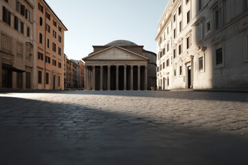 Fototapeta premium stunning view of pantheon in rome captured with minimalistic lighting that highlights its architectural beauty