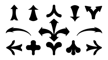 Set of black silhouette arrows