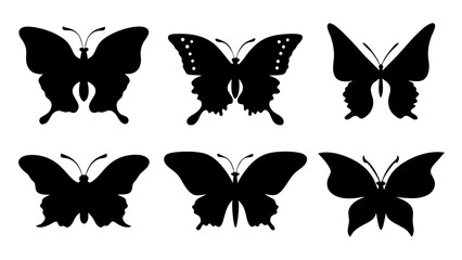 Set of butterfly silhouette design vector art illustration