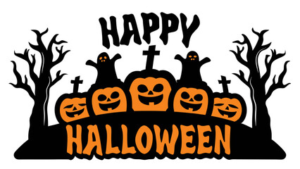 Happy Halloween typography with flying bats vector.