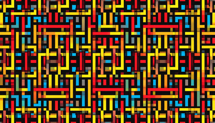 Stripy vector seamless pattern with woven lines, geometric abstract background design