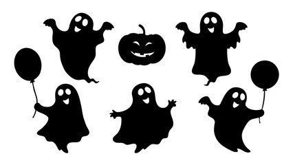 halloween ghost and pumpkin silhouette
