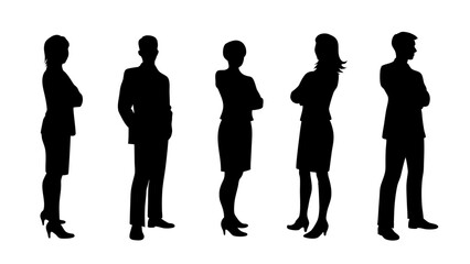 set of a group of standing business people
