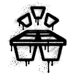 Ice cube graffiti with black spray paint.vector illustration.