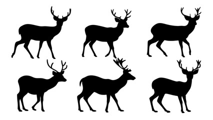 set of deer silhouette design vector art illustration