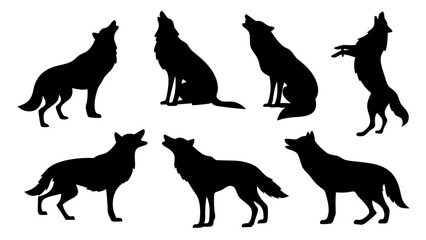 Set of wolf silhouette design big pack of illustration