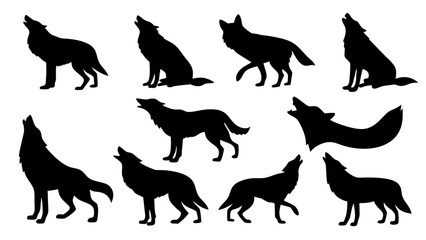Set of wolf silhouette design big pack of illustration