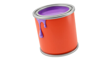 Orange paint can with purple paint