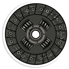 Naklejka premium Detailed Illustration of a Car Clutch Plate Automotive Part Design