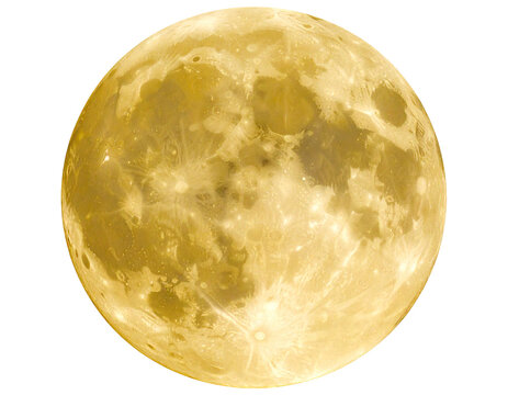 Golden full moon in the night sky