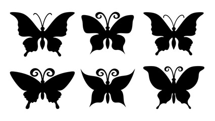 Set of butterfly silhouette design vector art illustration