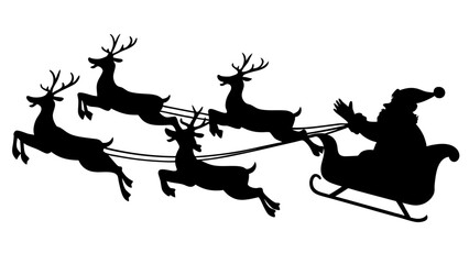 Santa with reindeer silhouette