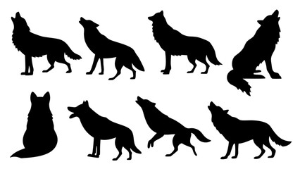 Set of wolf silhouette design big pack of illustration